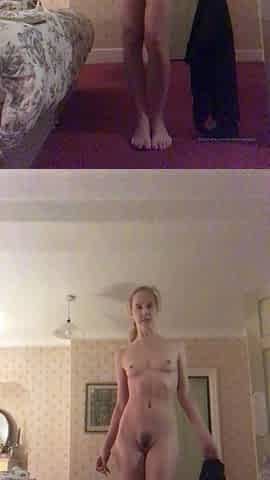 Webcam busty blonde stripped covered by oil anal masturbate