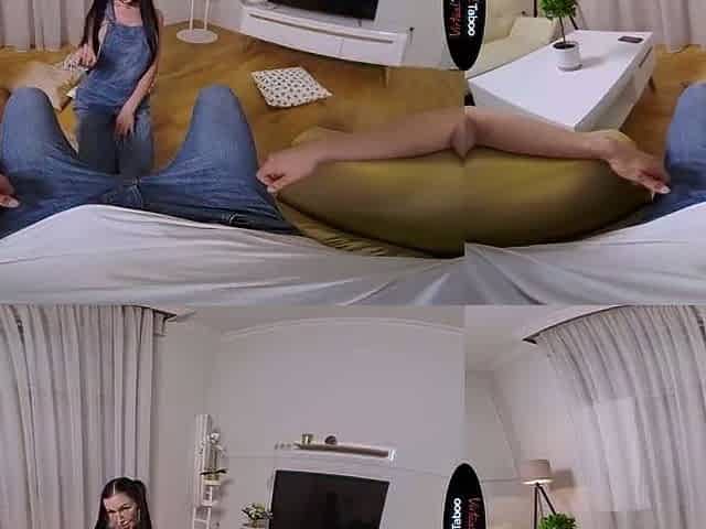 Brunette stepfantasy girl enjoys thick funbags POV