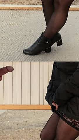 Stockings in Cum. Jerking Off at The Stop