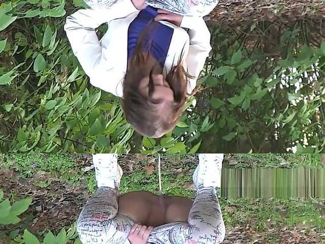 Desperate girls find a hideaway in a busy city to squat down and pee