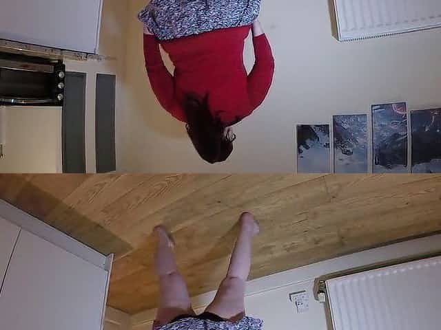 undresses in miniskirt