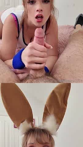 Blonde bunny temptress takes anal pov creampie with eager passion