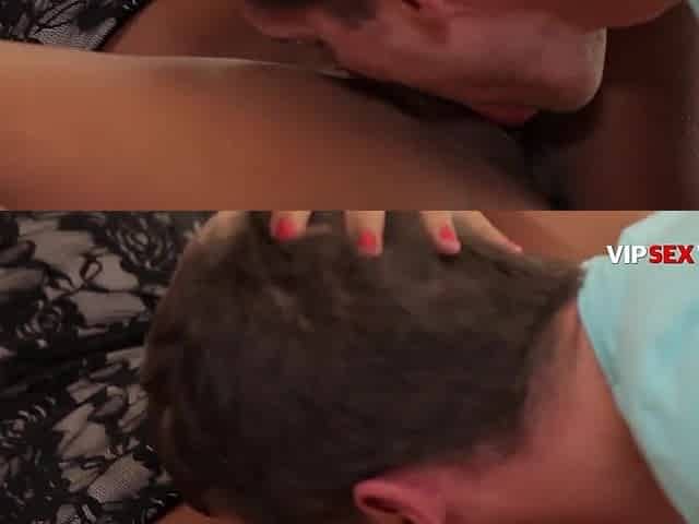 Curvy Black in Nylons Gets Her Cunt Devoured on the Bed