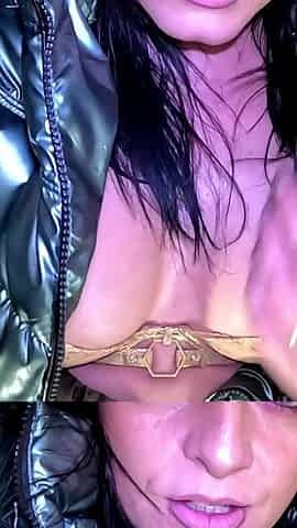 Busty MILF in Shiny Downjacket - Zipper Cleavage & Coat Tease