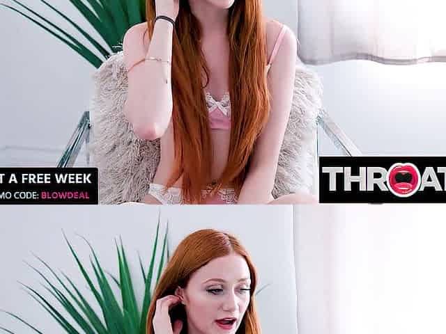 THROATED - Redhead Scarlet Skies Wants Sloppy POV Deepthroat