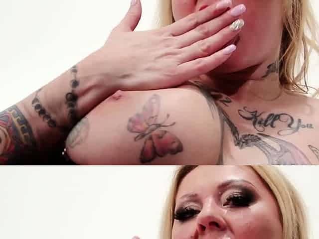 Blonde cougar fucks in threesome