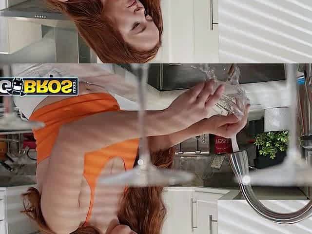 BANGBROS - Red Eviee Turns Chores Into Steamy Joy By Giving Her Stepdad A Titty Screw With Her Giant Breasts