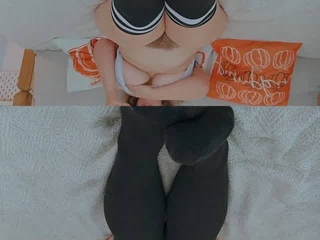 MILF with Big Thighs in Long Socks Masturbates While Watching Porn.