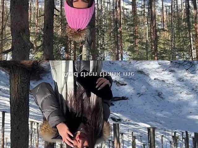 Real Sex in Winter Snowy Forest with Cum in Cunt - Creampie