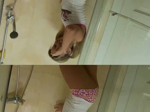 Slim Young Beauty Faby O Uses A Handheld Shower To Reach A Wet