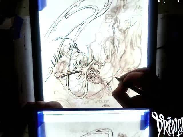 Facial Explosion creates Semen Comet in the night sky - lightbox erotic drawing creation by Drenched