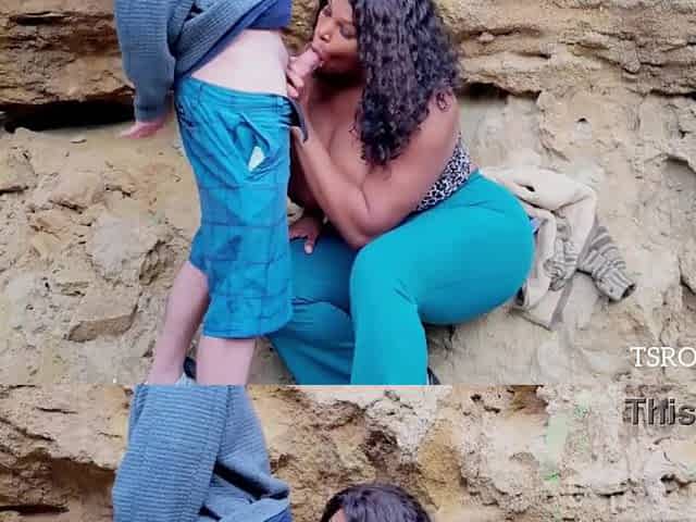 TSROXIEXXX SUCKING ON A LARGE WHITE RAMROD IN THE CLIFFS