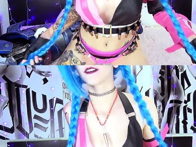 Jinx cosplay anal ass buttplug babe