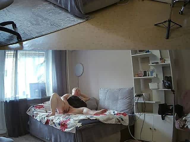 Mother-in-law with Big Round Ass, Hairy Cunt and Huge Tits Staged a Sex Show