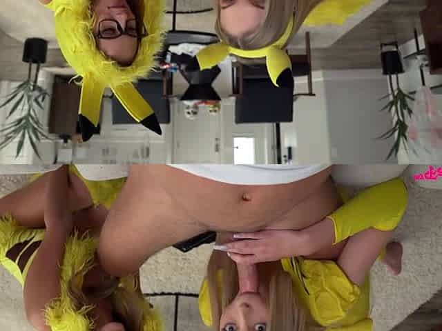 Two Pokemons, One Cock, One Threesome