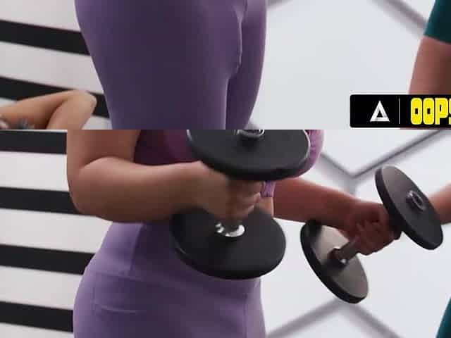 OOPSIE - 2 Hotties Distract Nicole Aria's Gym Session Turning Into Futanari Three-some Cum Fest