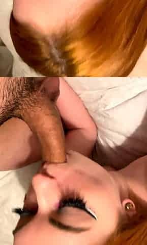 Amateur redhead Milf sucks and fucks a guy