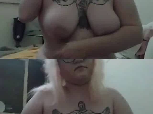 Double amputee playing with her giant breasts, stumps and masturbating