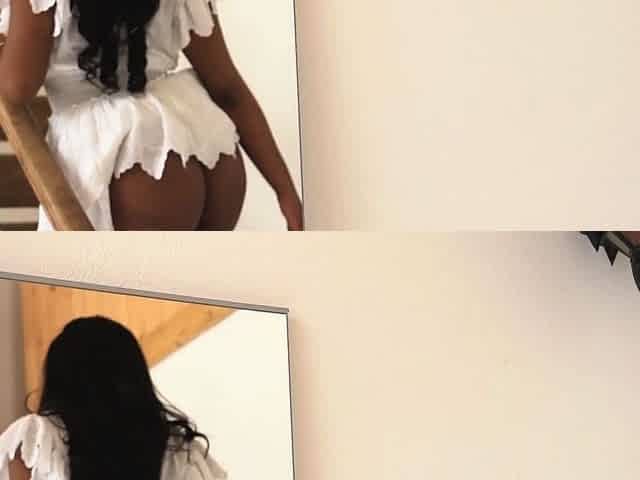 Ebony teen reveals her sweet dark pussy