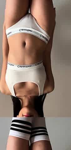 Teasing and masturbation in panties and stockings