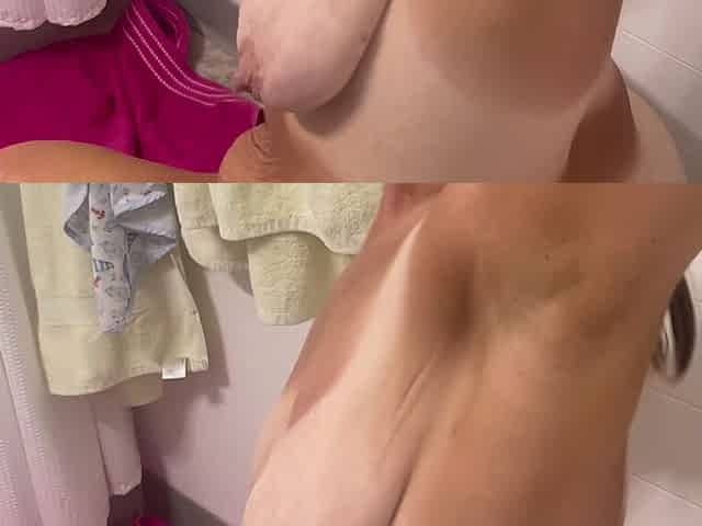 Mature Marie undressing using toilet,showering and drying off