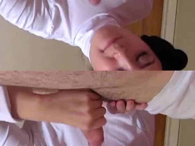 Amateur young girl makes handjob