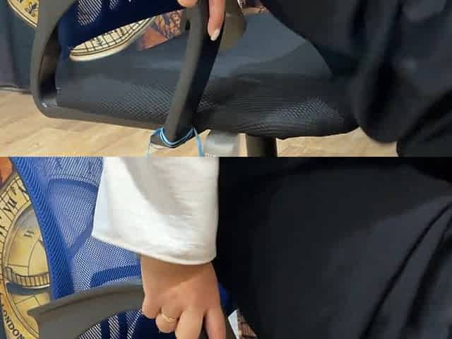 Arab Woman in Hijab Masturbates Through Her Panties While Working