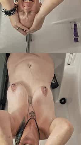 PAWG MILF with Saggy Tits Taking a Shower