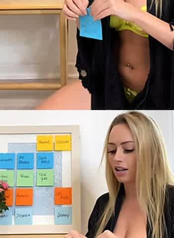 Blonde babe Lesley Solo in the Backyard