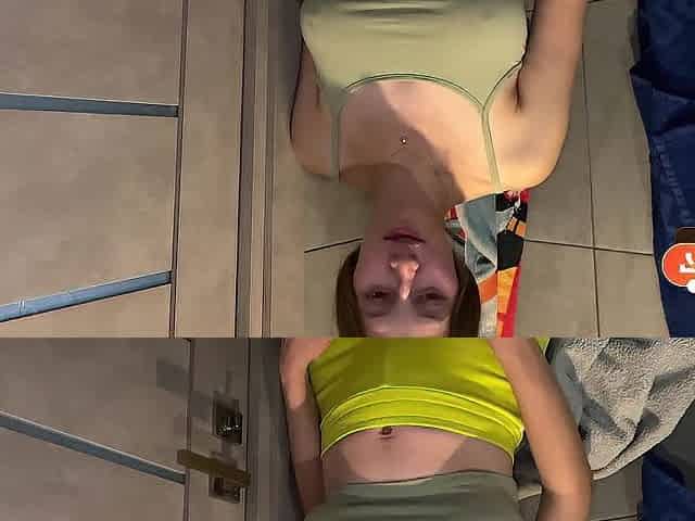 Stepmom's ally caught me in the washroom and helped with her throat