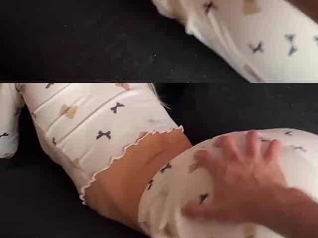 Stepsister in her bed gown came to fuck on my big dick so hard