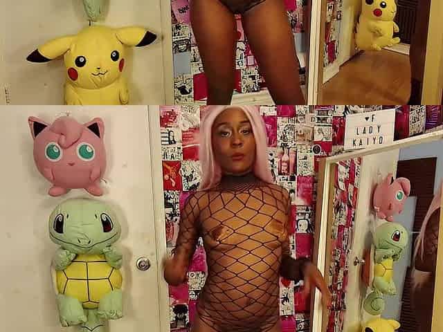 Sexually excited 18yo black LADYKAIYO showing off each curve in a one-piece bodysuit
