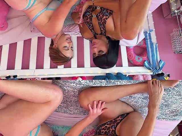 Hungry Lesbo Screws with Thong-on