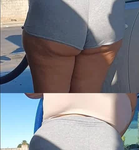 Exhibitionist wife at the carwash pov hubby films