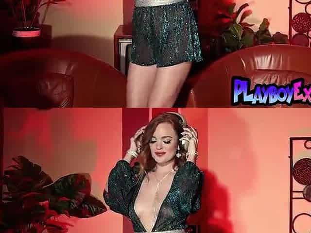 Large melons redhead chick drops off her small pants
