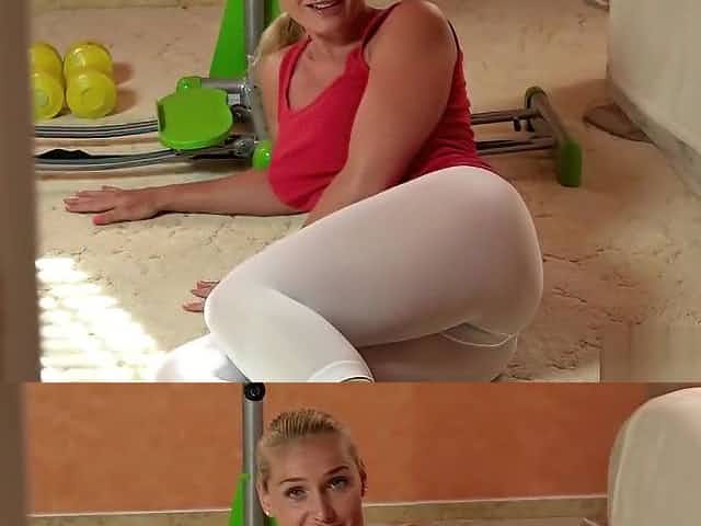 My mom and me. [white yoga leggings]
