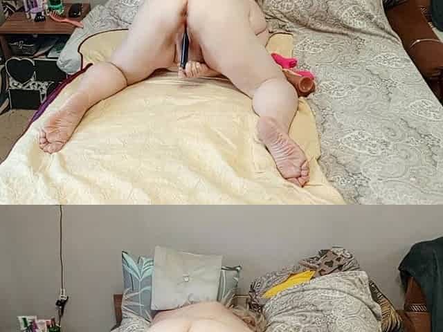 Neighbor Fucks Her Huge Pussy with Sex Toys to Orgasm