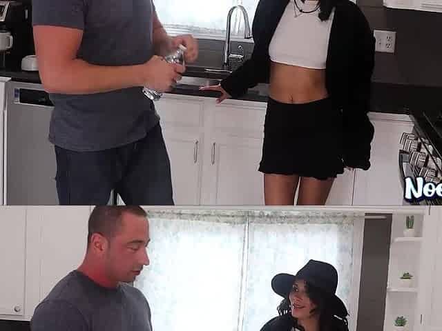 This Slutty Slim Brunette Babe Wears No Panties To Seduce a Hunky Worker & Entice Him Into Crazy Sex