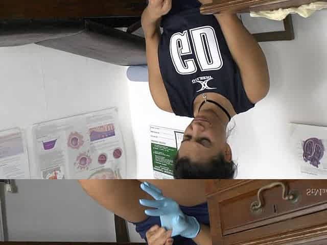 Roxy Strips & Plays with Latex Gloves