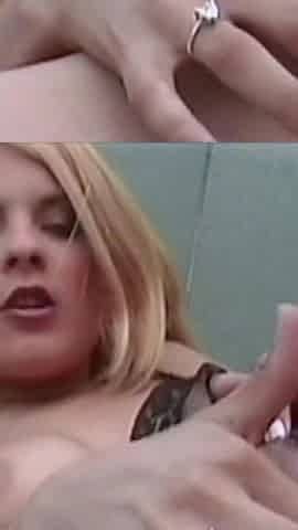 Jasmine Rouge Masturbates on the Terrace Then Gives Her Neighbor a Blowjob