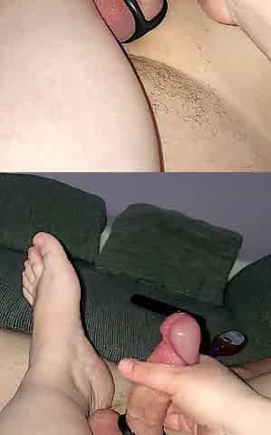 Amateur tugjob and feet