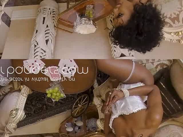 VR BANGERS Exotic black girls in white lingerie scissoring on bed