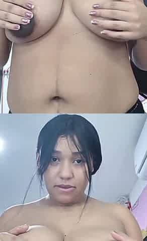 She Touches Her Big Brunette Tits for Me and Sends Me a Video