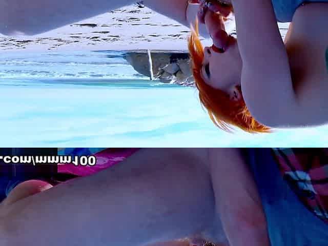 Redhead Anal fucking and squirting at the beach - MMM100