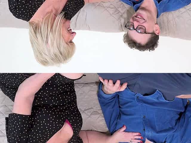 Amy and Sam Bourne get their cocks sucked by a stunning mature