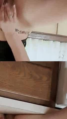 Horny Brunette Masturbates with Dildo in the Kitchen