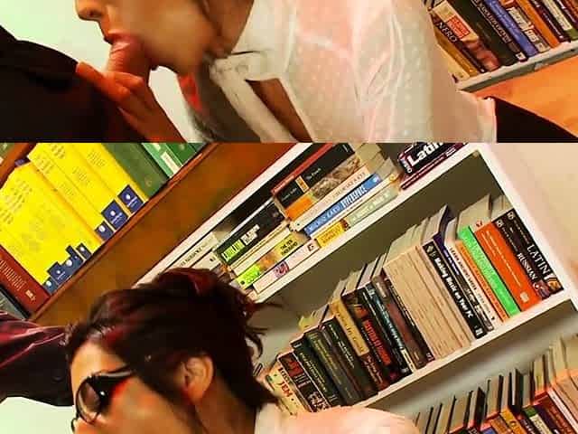 Obscenely Horny Librarian Fucks Tight Pussy of Petite Lady