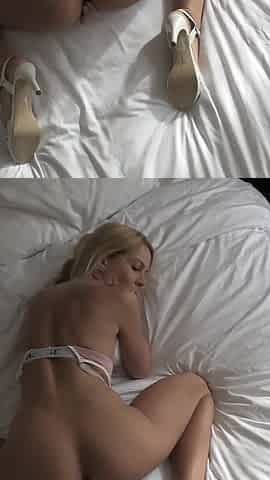 Horny Blonde Slut Fucked Naked in Front of the Mirror!