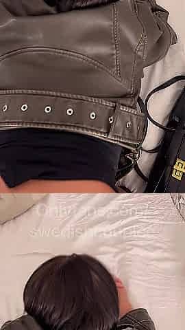 Giant load on leather jacket