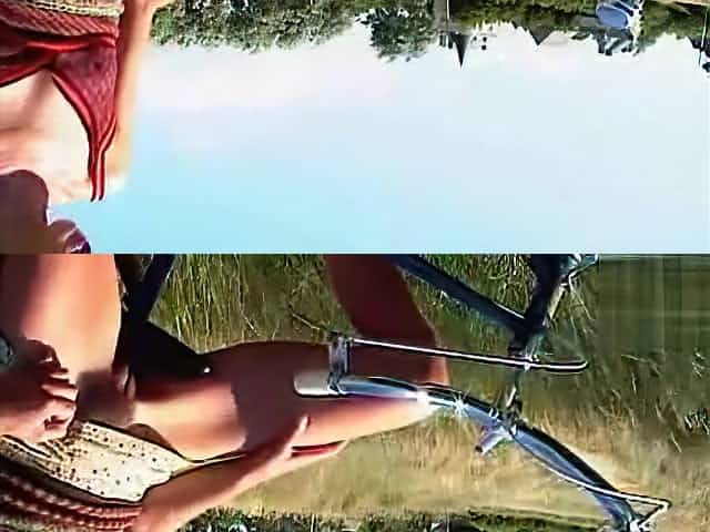 French girl relieves herself on a country bike ride